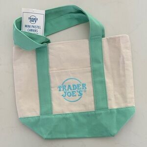 NWT Trader Joe’s Mini Canvas Tote Bag in Mint Spring Green